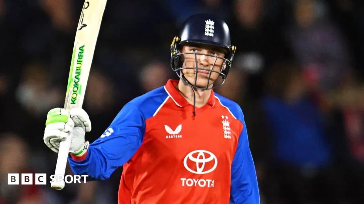 Jugador de cricket de Inglaterra levantando el bate
