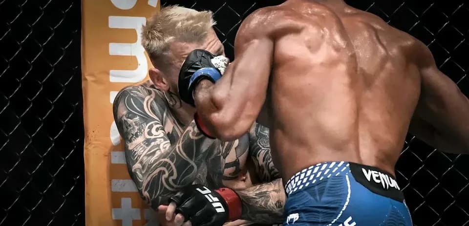 Luchador en combate en el octágono de UFC