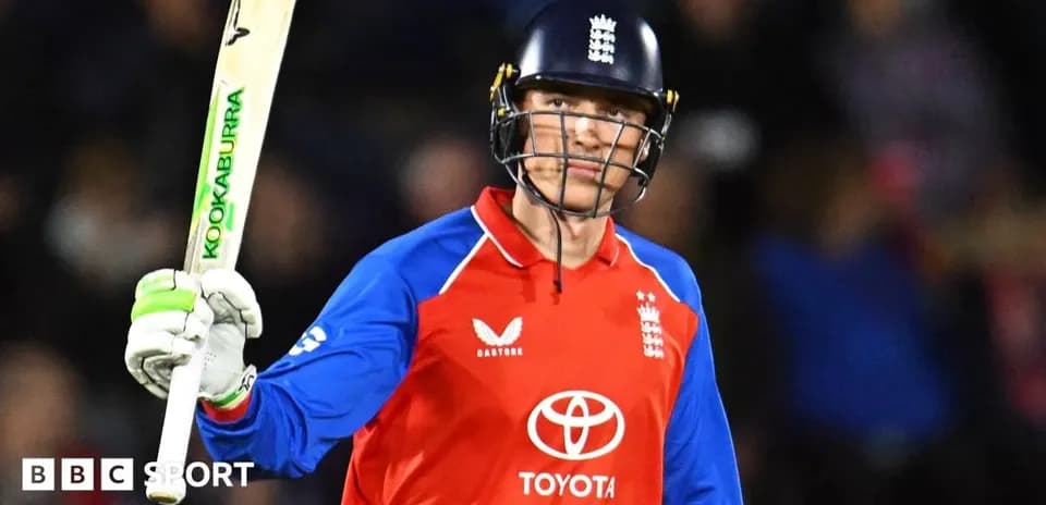 Jugador de cricket de Inglaterra levantando su bate