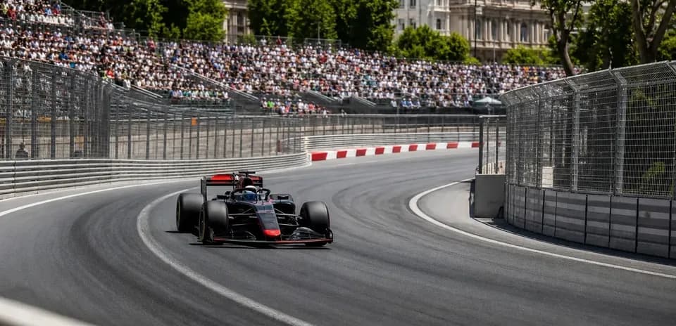 Monoplaza de Fórmula 1 en curva durante carrera