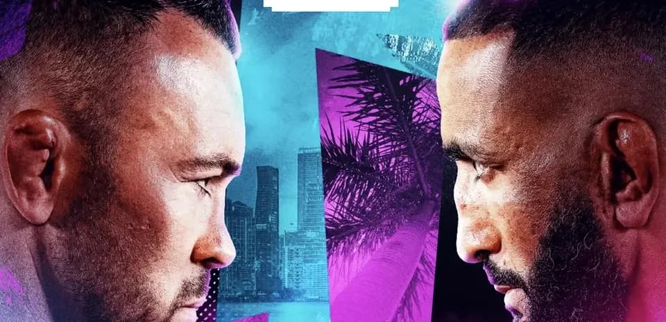 Dos luchadores enfrentándose en un cartel de evento