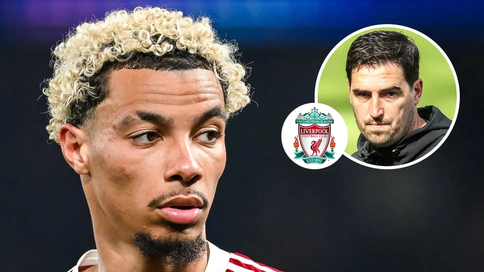 Jugador de fútbol con cabello rizado cerca de Liverpool