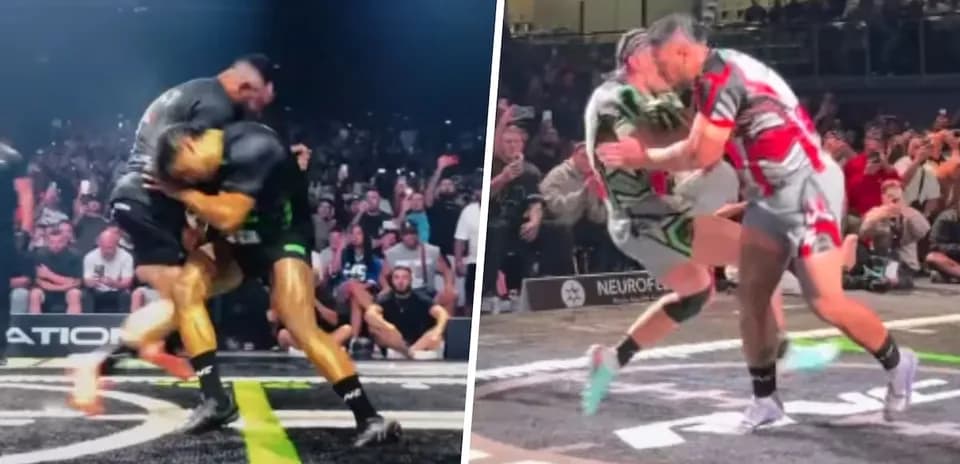 Dos luchadores compitiendo en un evento de grappling