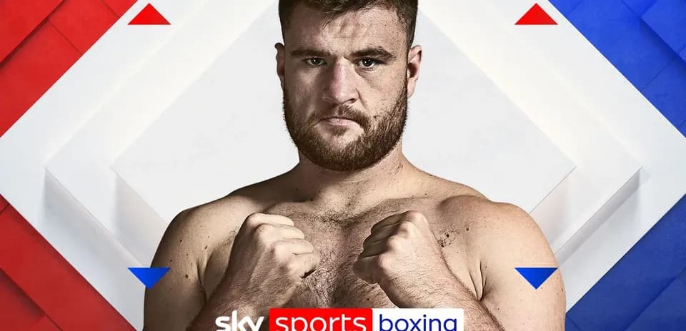 Boxeador en posición de combate con fondo gráfico