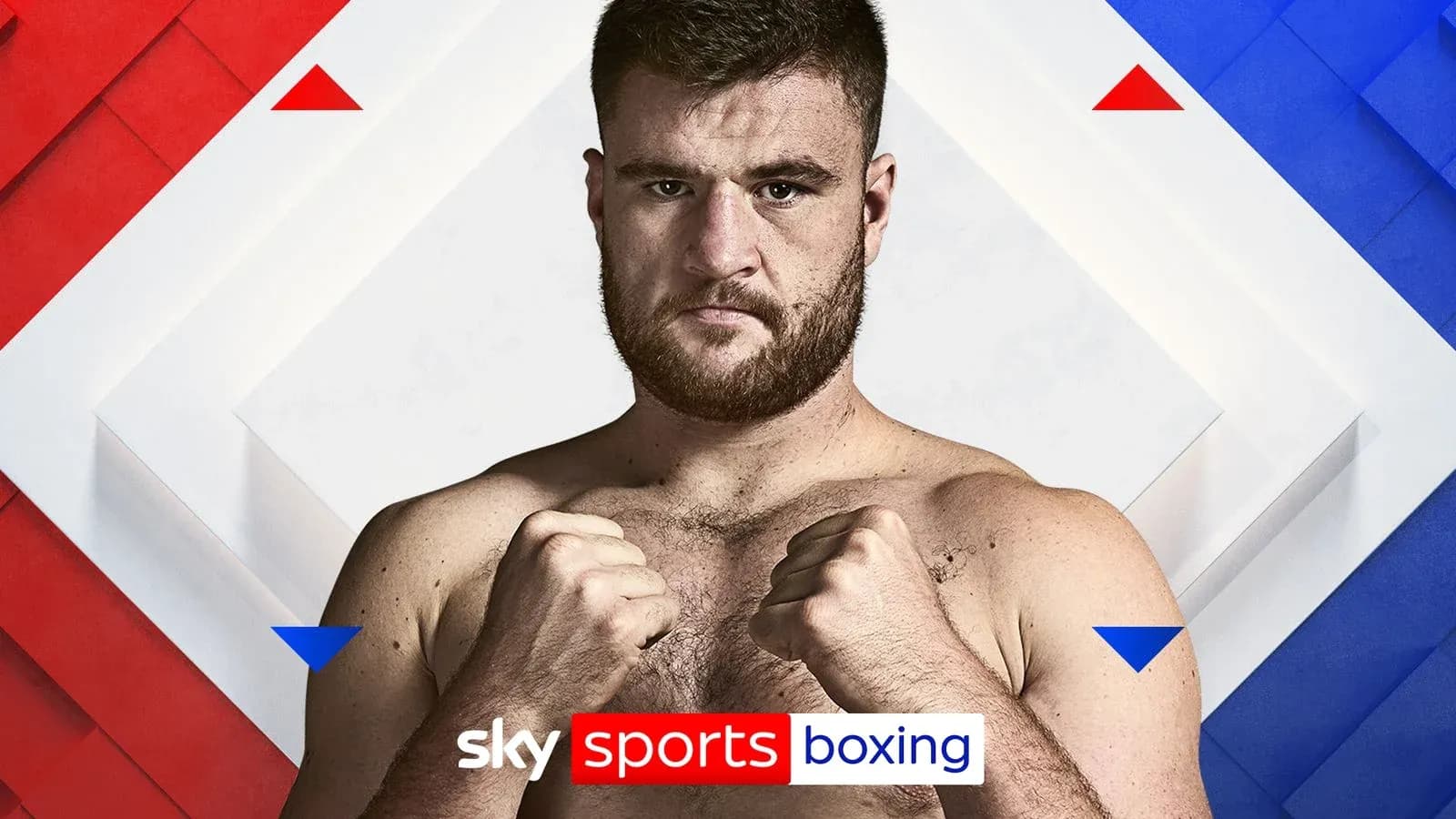 Boxeador en posición de combate con fondo gráfico