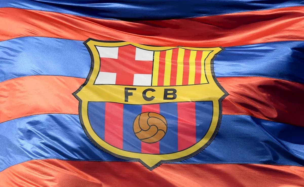 Bandera del FC Barcelona con sus colores y escudo