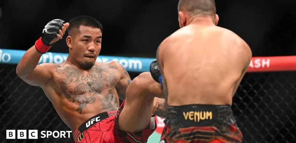 Luchador lanzando una patada durante combate de UFC