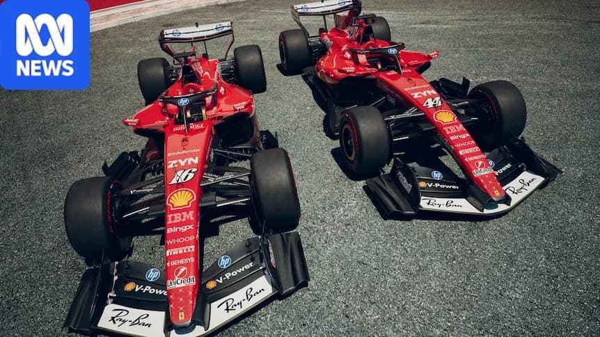 Dos coches de Fórmula 1 de Ferrari en pista