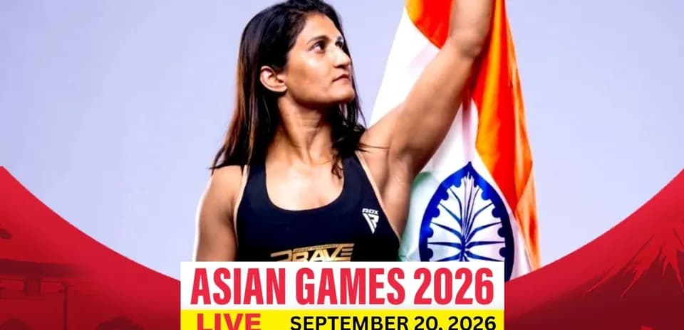 Atleta sosteniendo la bandera india en evento deportivo