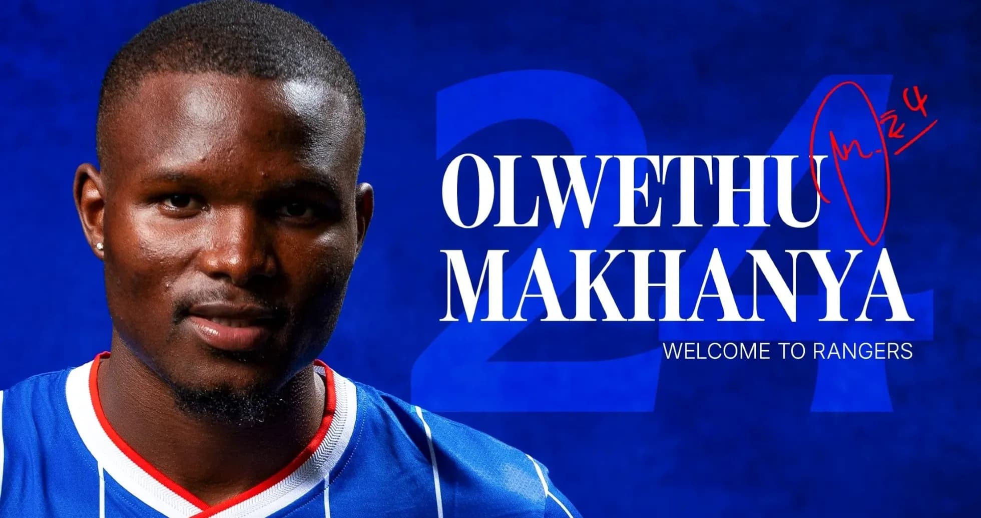 Olwethu Makhanya con camiseta de Rangers