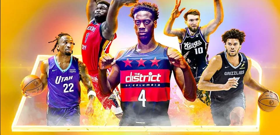 Jugadores de baloncesto en un fondo colorido