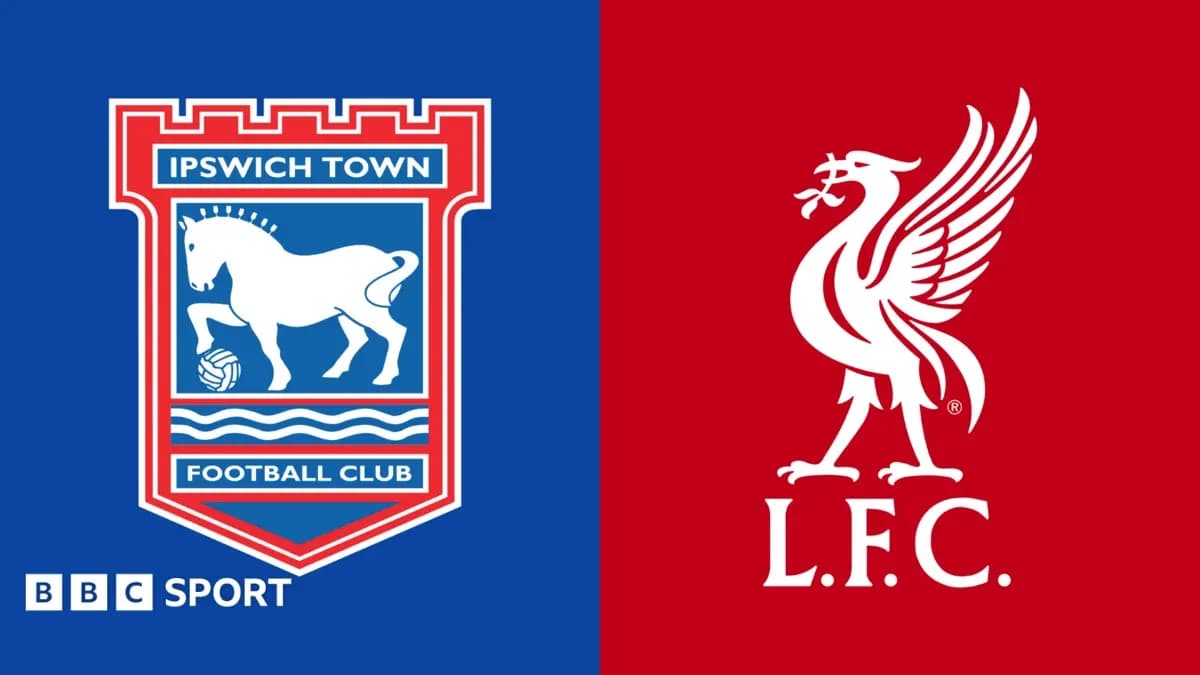 Logos de Ipswich Town y Liverpool FC en fondo colorido