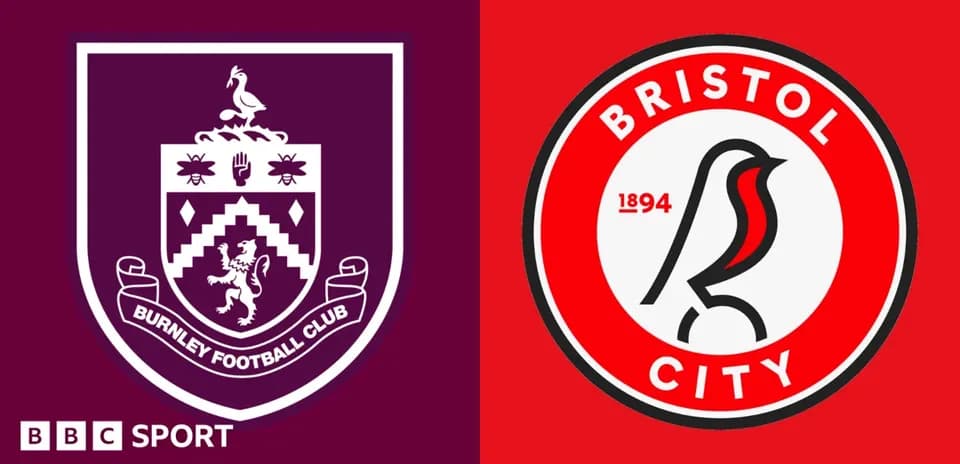 Logos de Burnley y Bristol City en fondo colorido