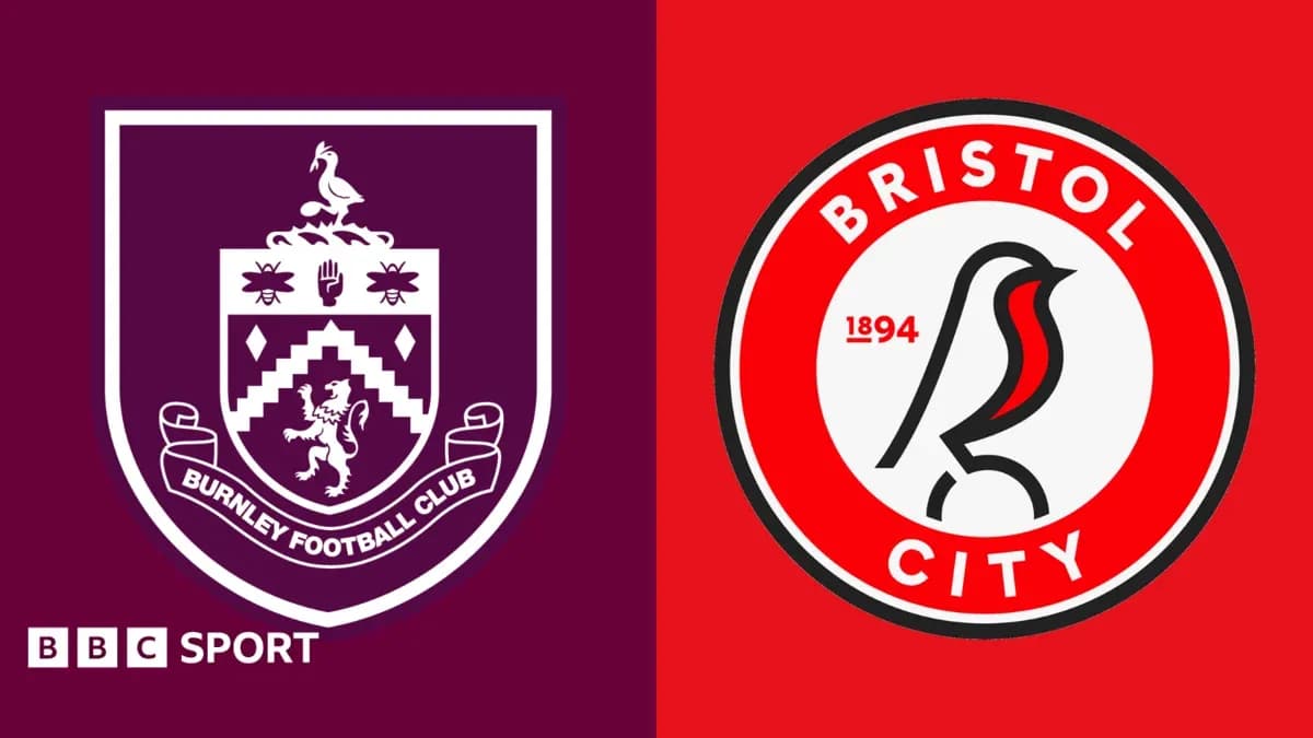 Logos de Burnley y Bristol City en fondo colorido