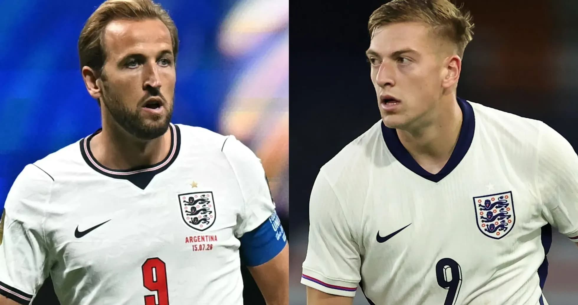 Dos jugadores de Inglaterra en uniforme de fútbol