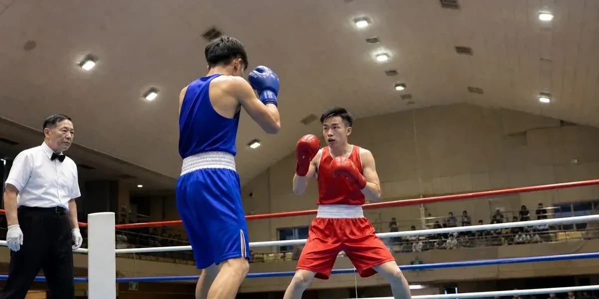 Boxeadores compitiendo en un ring de boxeo