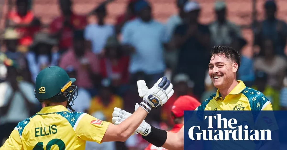 Jugadores australianos celebrando durante un partido de cricket