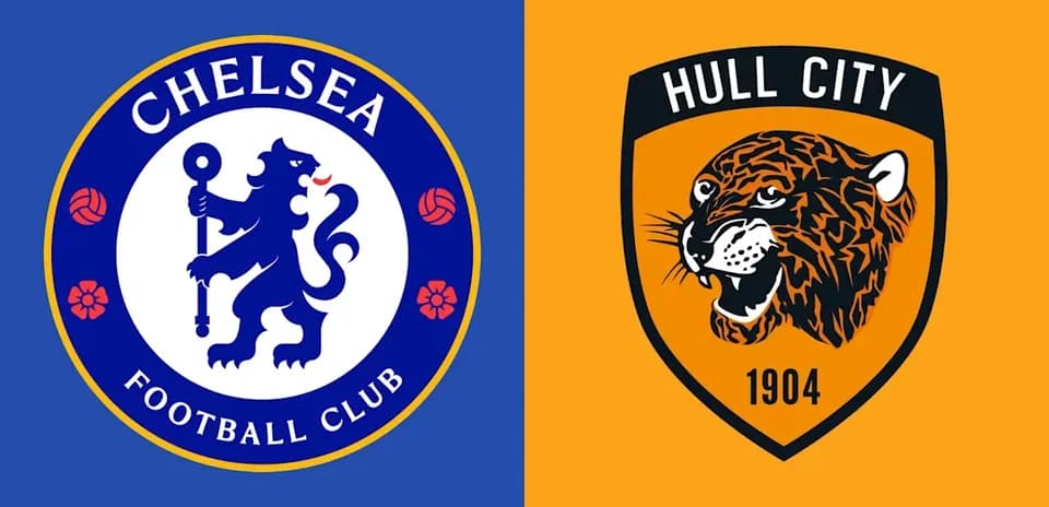 Logos de Chelsea y Hull City en fondo colorido
