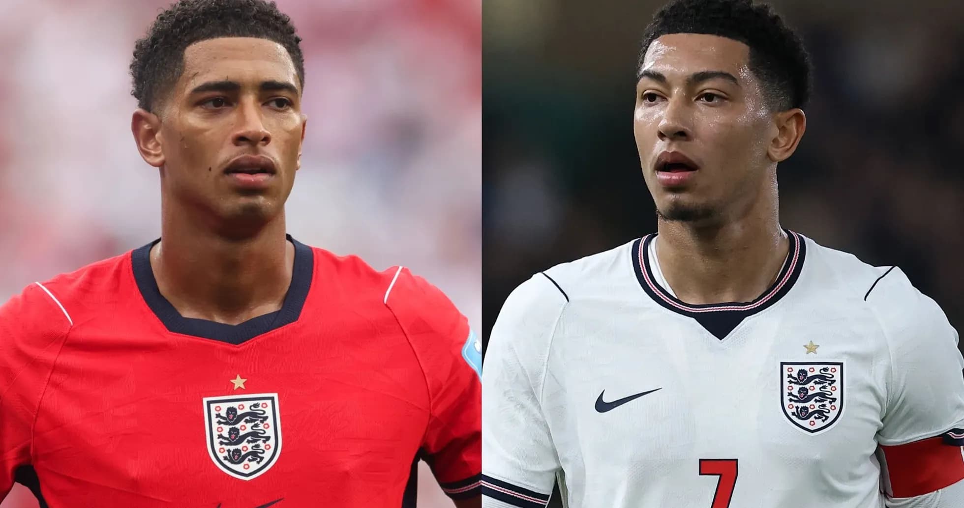 Dos jugadores de Inglaterra en camisetas de la selección
