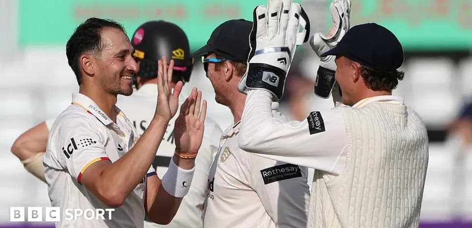 Jugadores celebrando un wicket en partido de cricket