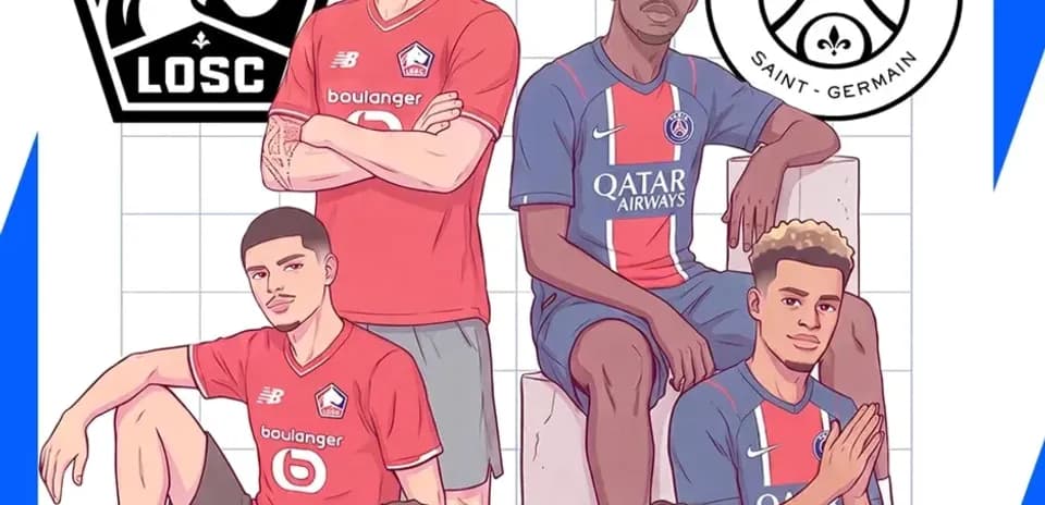 Jugadores de Lille y PSG en ilustración conjunta