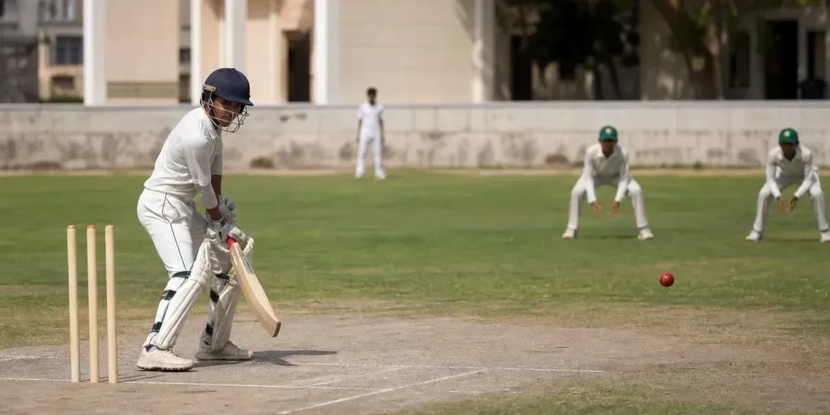 Bateador preparando para golpear la pelota de cricket