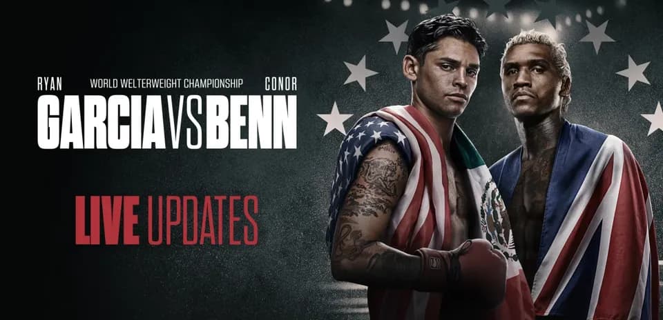 Boxeadores Ryan Garcia y Conor Benn en evento