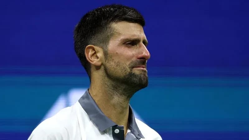 Novak Djokovic con lágrimas tras el partido Novak Djokovic con lágrimas tras el partido