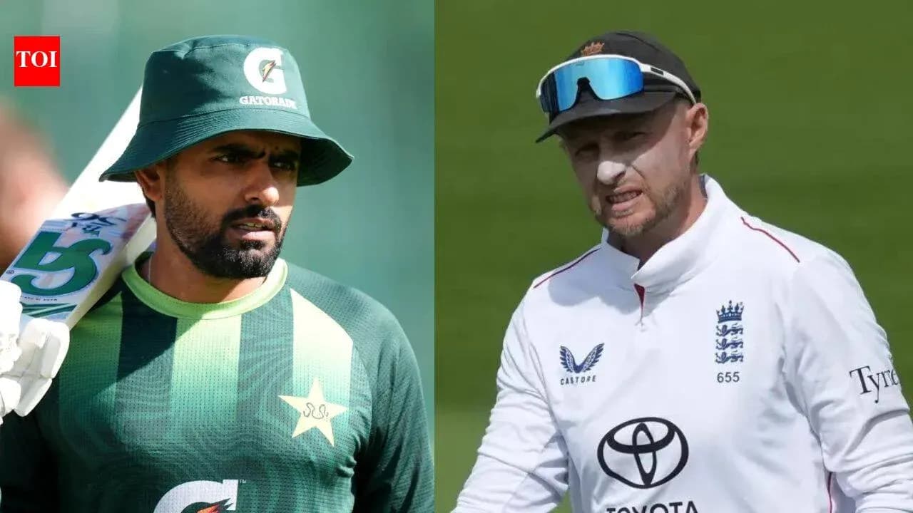 Jugadores de cricket de Pakistán e Inglaterra en el campo Jugadores de cricket de Pakistán e Inglaterra en el campo
