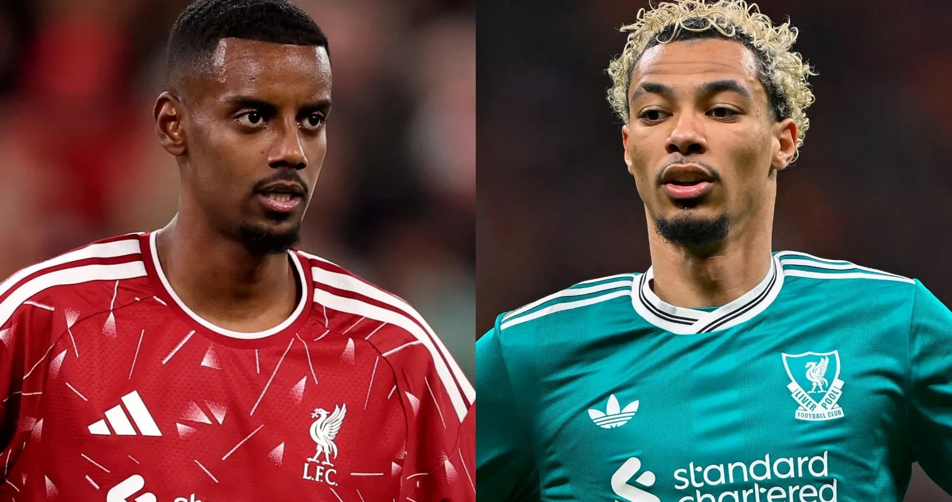 Dos jugadores de Liverpool en camisetas de entrenamiento Dos jugadores de Liverpool en camisetas de entrenamiento
