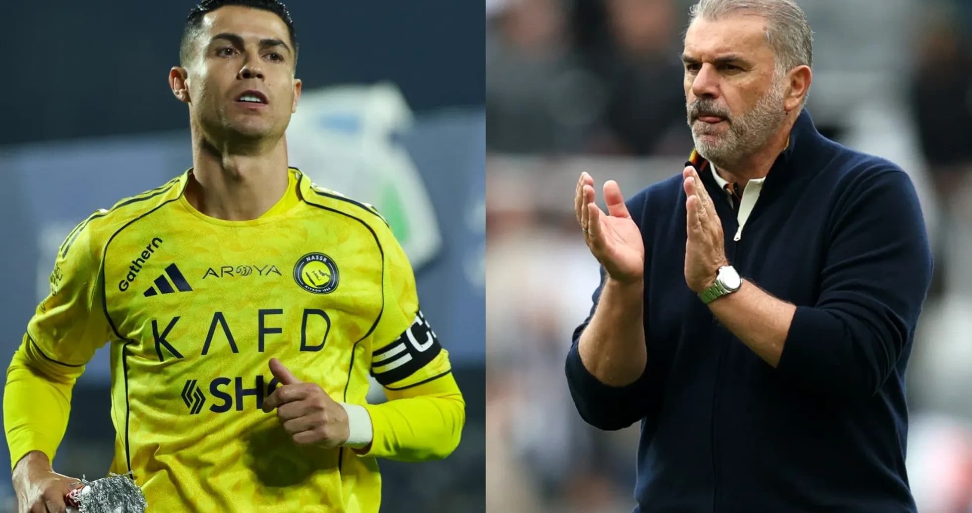 Cristiano Ronaldo y entrenador aplaudiendo durante el partido Cristiano Ronaldo y entrenador aplaudiendo durante el partido