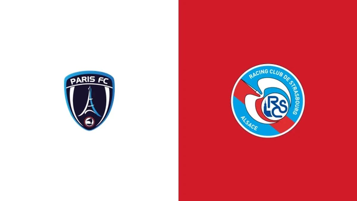 Logos de Paris FC y Racing Club de Estrasburgo Logos de Paris FC y Racing Club de Estrasburgo