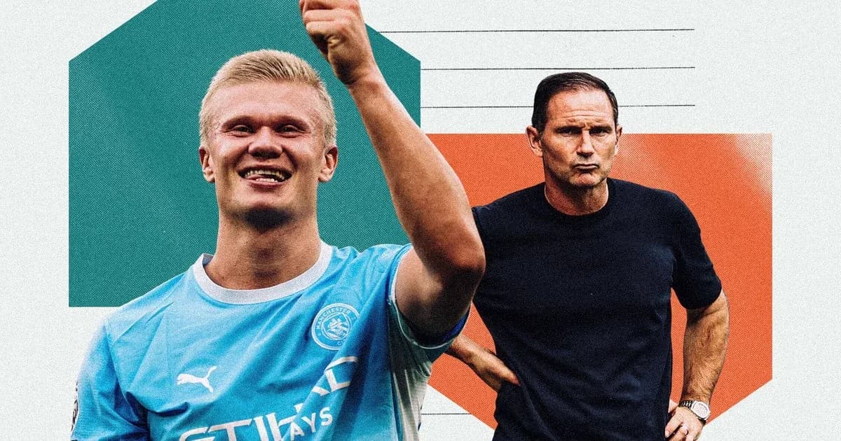 Erling Haaland sonriente con Frank Lampard al fondo Erling Haaland sonriente con Frank Lampard al fondo
