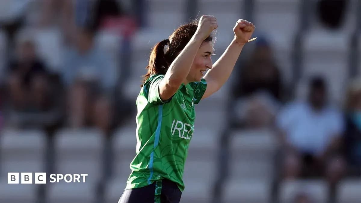 Jugadora de Irlanda celebrando una victoria en el partido Jugadora de Irlanda celebrando una victoria en el partido